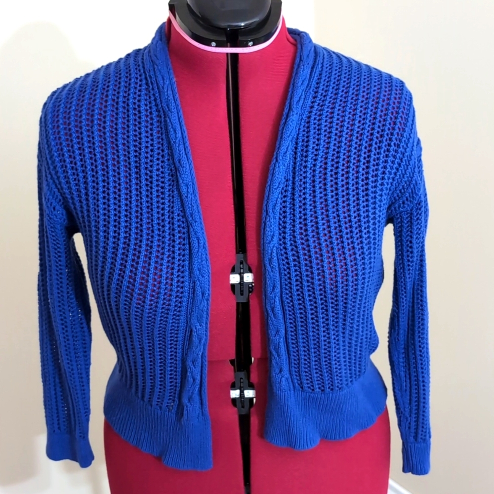 Loft| Blue Long Sleeved Light Knit Cardigan Cotton